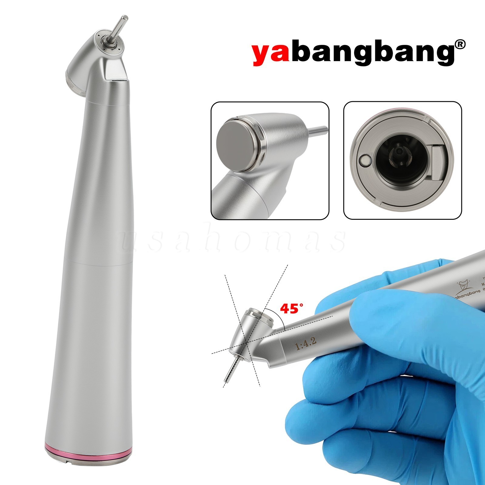 2* Yabangbang Dental 1:4.2 45° LED Handpiece Internal 4 Spray E-Type Connector