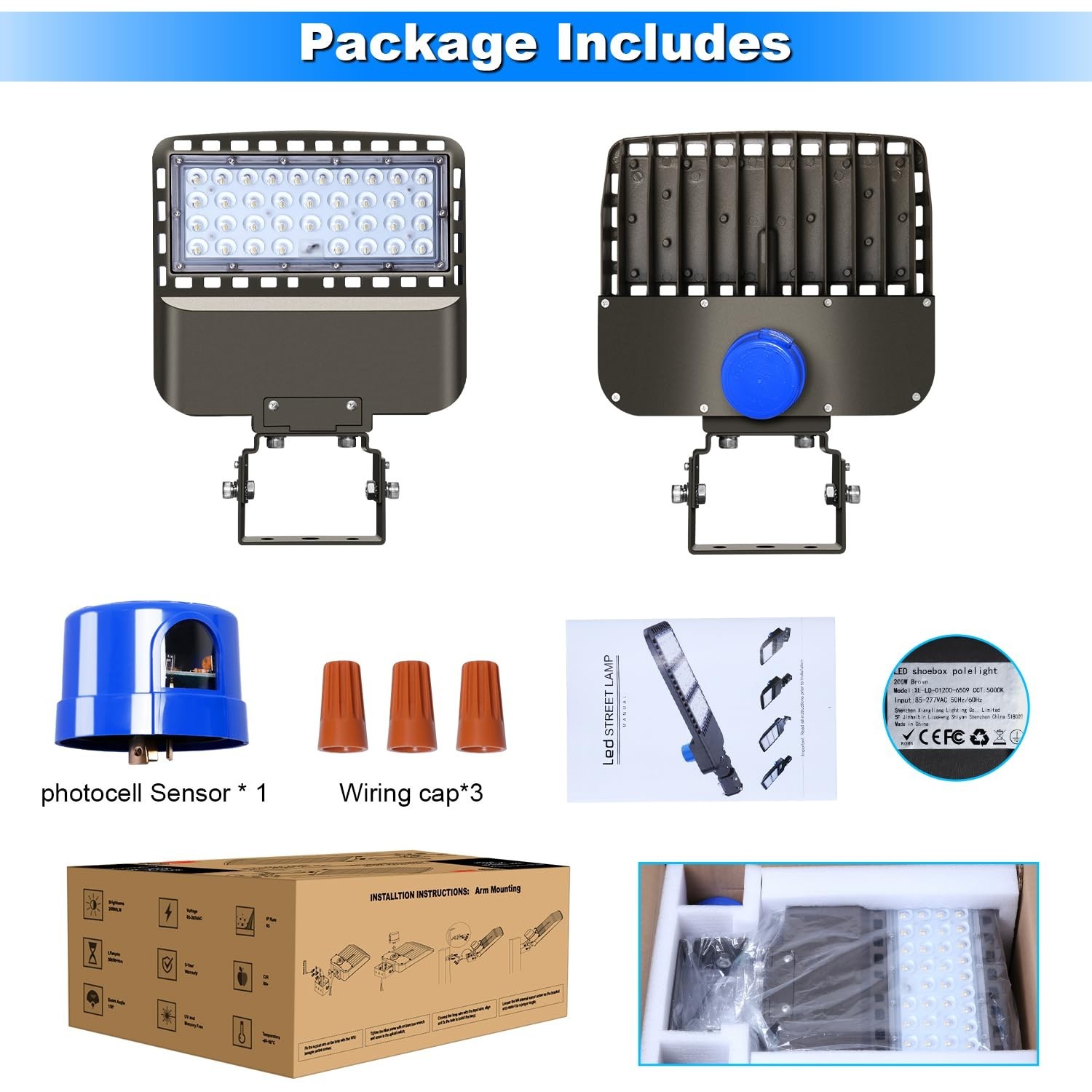 150W LED Parking lot Light, 22500LM 5000K Dusk to Dawn Wall Mount | 600W Equi…