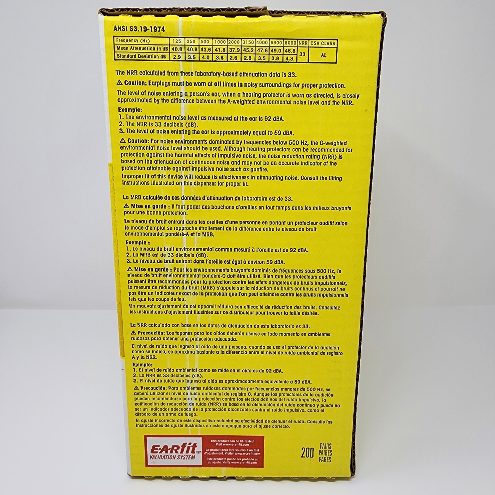 3M E-A-Rsoft FX Earplugs (200 Pairs) Yellow Bell Foam Uncorded 312-1261