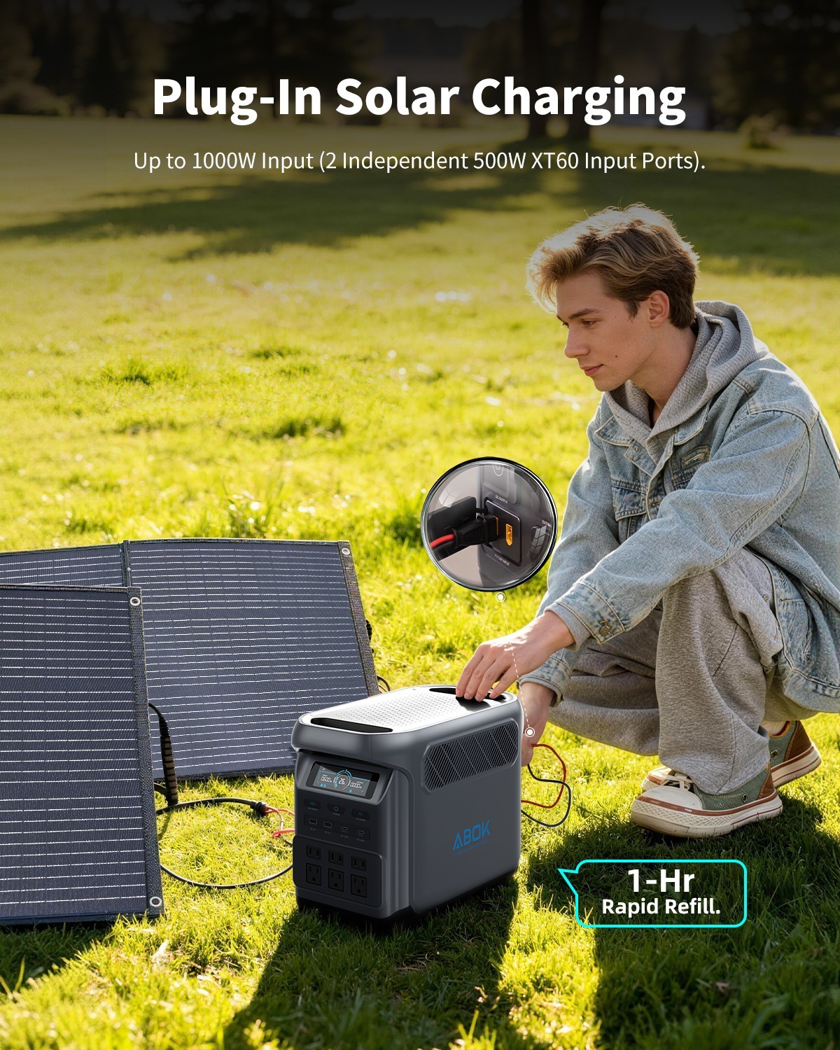 1024Wh ABOK Ark1800 Power Station 1800W LiFePO4 PD140W UPS App 1000W PV Input