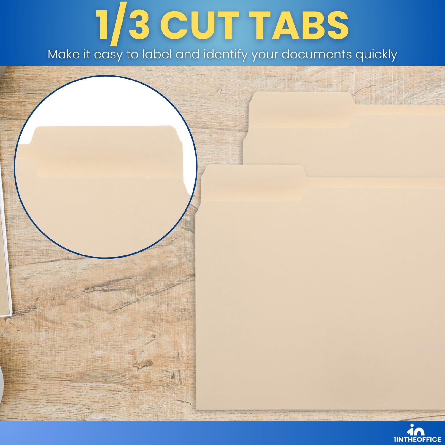 25 Pack Manila Legal File Folders Assorted 1/3 Cut Tab Organizer