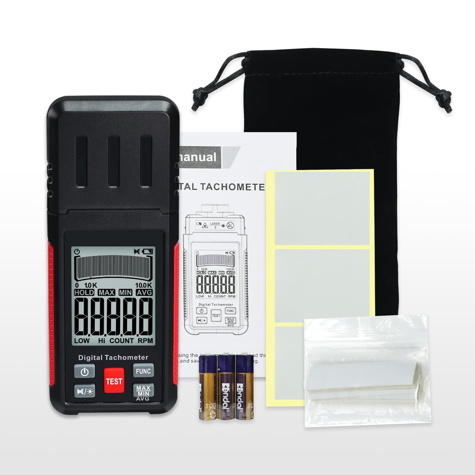 Digital RPM Tachometer NonContact Laser Speed Meter LCD Backlight Data Hold