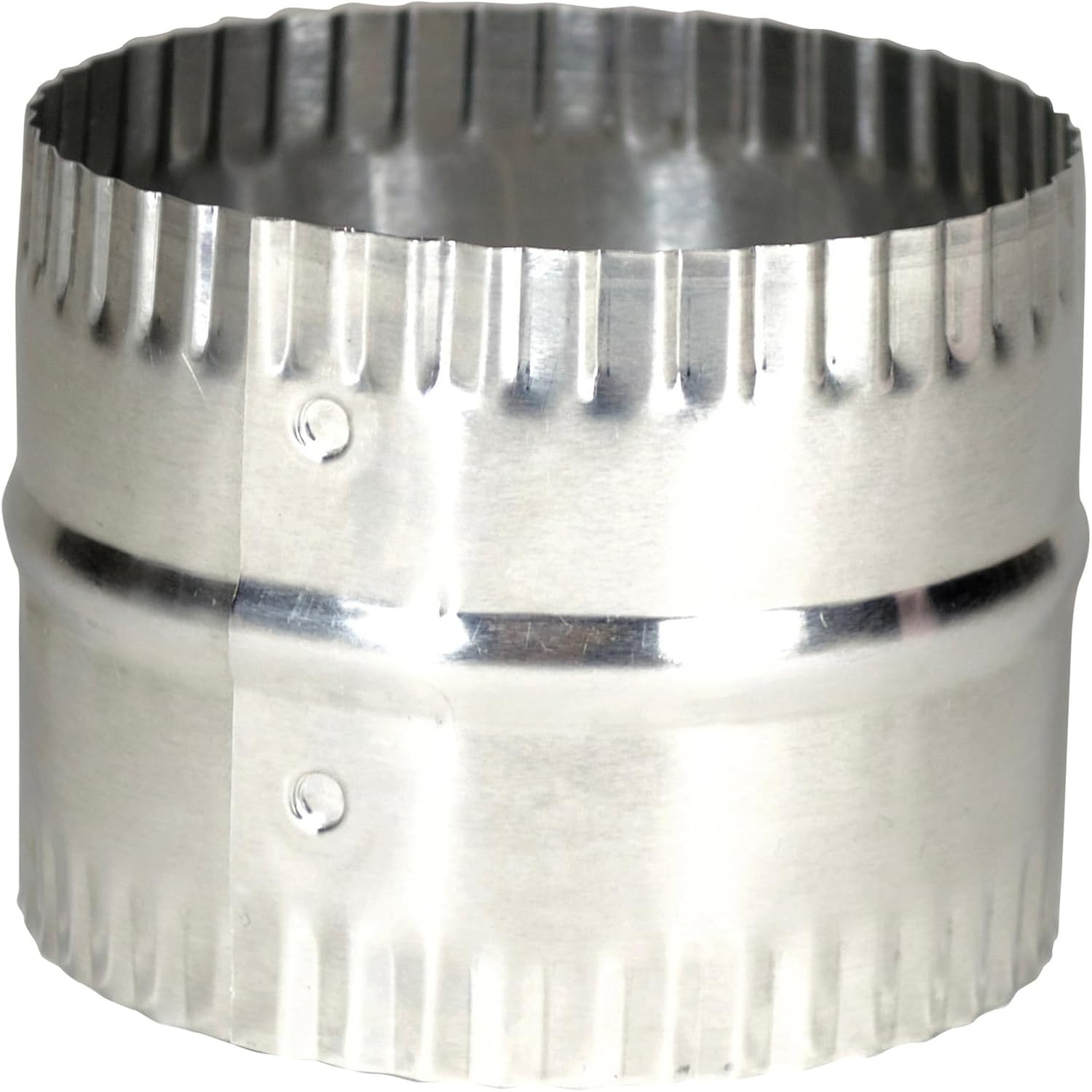 4” Duct Connector, Aluminum with Bead and Crimp, Silver, 3” Long (DAC4C)