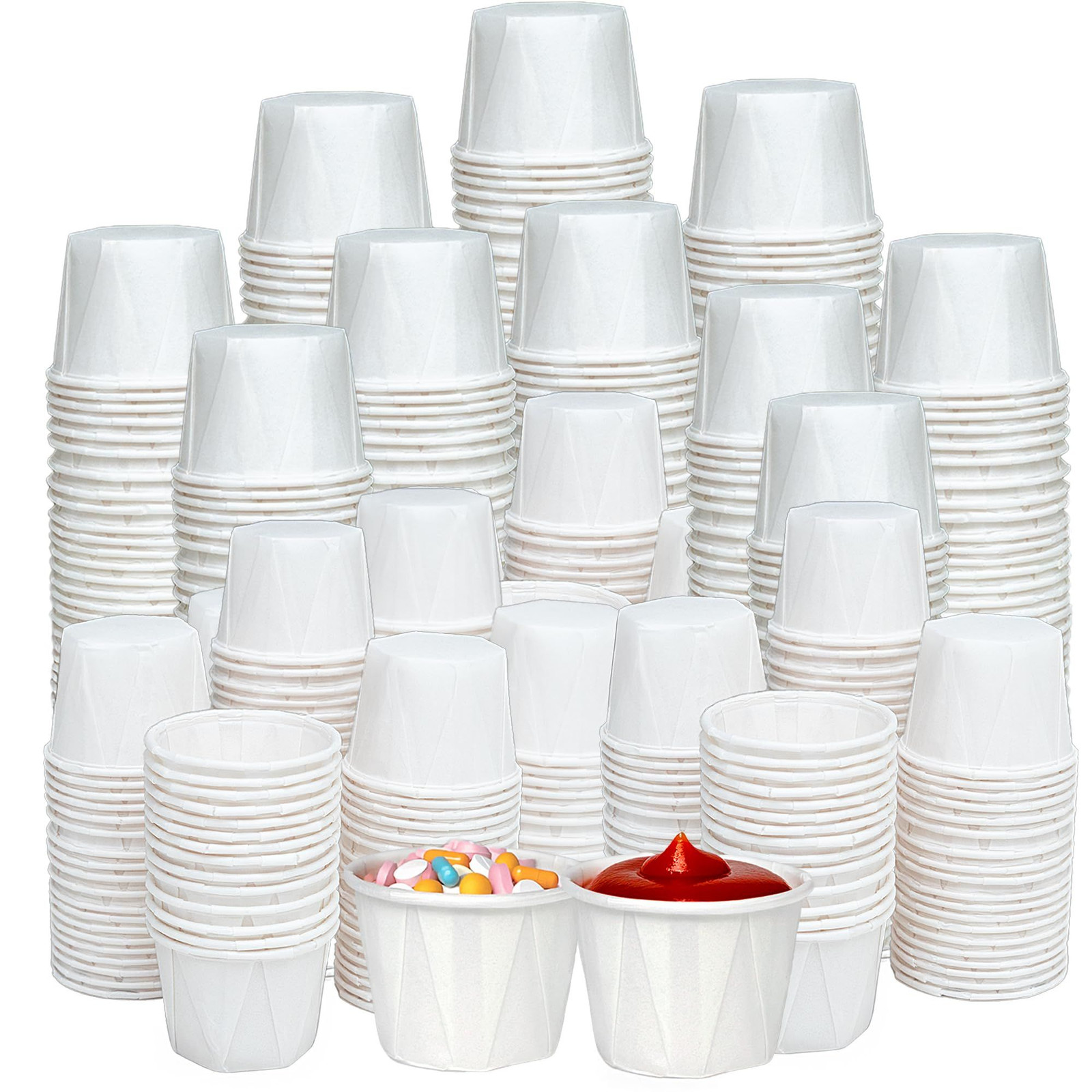 1 Oz Paper Souffle Cups (1000 Pack) Disposable Portion 1 Ounces, White