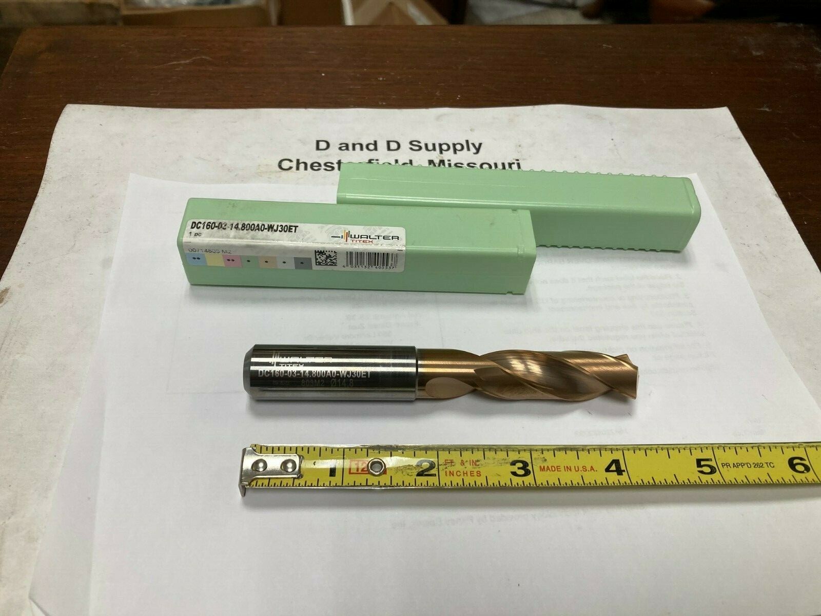 Walter/Titex, DC160-03-14.800A0-WJ30ET, 0.5827″ Solid Carbide Drill, 3xD, 140°