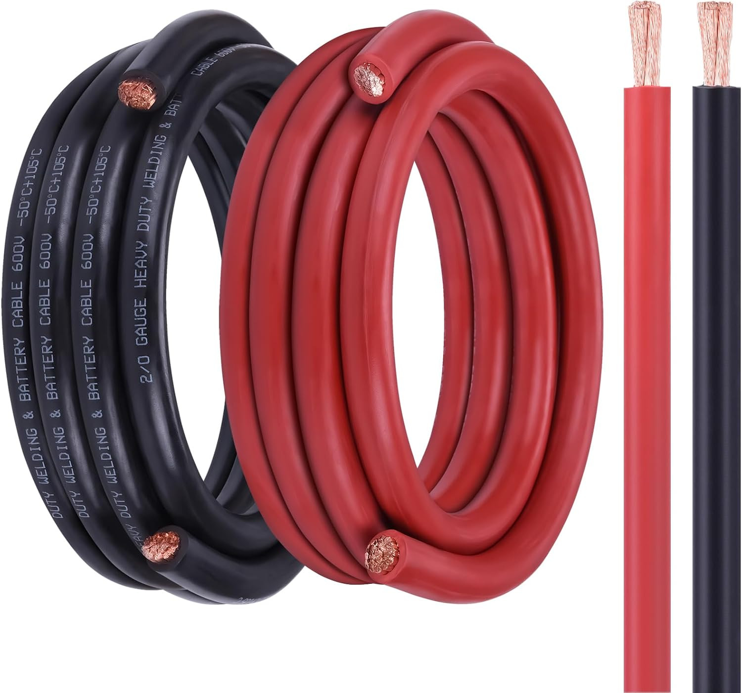 4/0 Battery Cable, 5FT Red + 5FT Black 4/0 Welding Cable, Stranded Oxygen-Free P