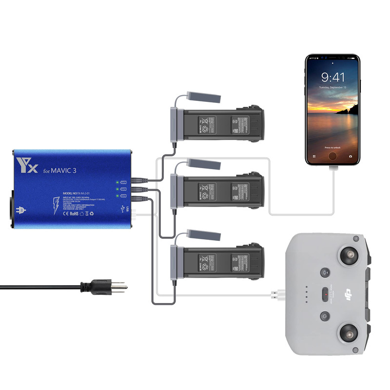 Hanatora Parallel Charger For Dji Mavic 3/Cine/Classic/Pro/Enterprise
