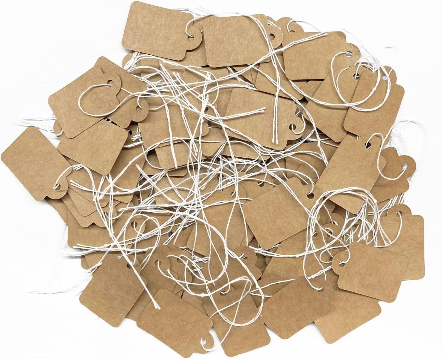 200 Pcs Rustic Kraft Price Tags with String – Writable Mini Labels 1.38″ x 0.87″