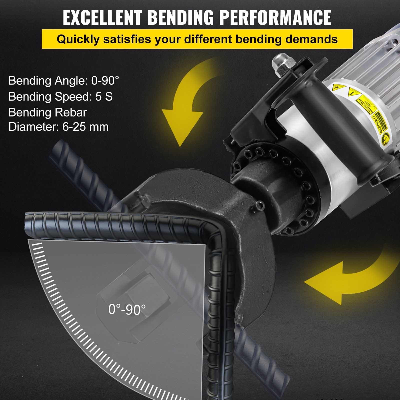 1500W Electric Rebar Bender 25mm Hydraulic 0-90 Degrees Fast Bending
