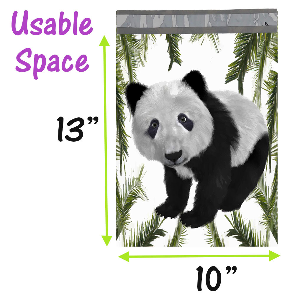 10×13 Panda Bear Poly Mailers, Black and White Self Seal Shipping Mailing Bags