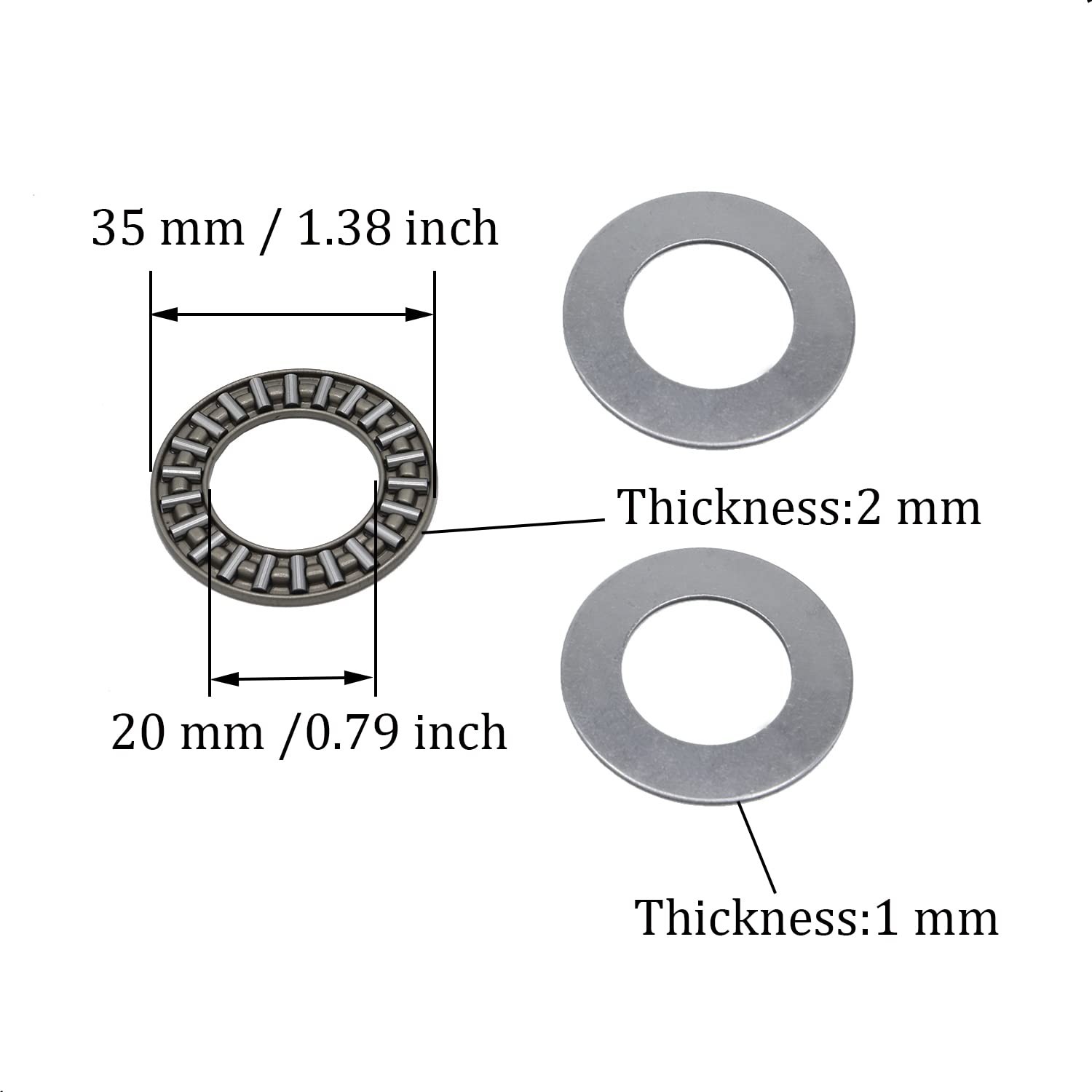 2 Sets AXK2035 Thrust Needle Roller Bearings with Washers 20mm Bore 35mm OD