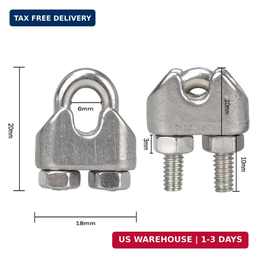 YAMASO 20PCS 1/8 Inches M3 Stainless Steel Wire Rope Cable Clip Clamp