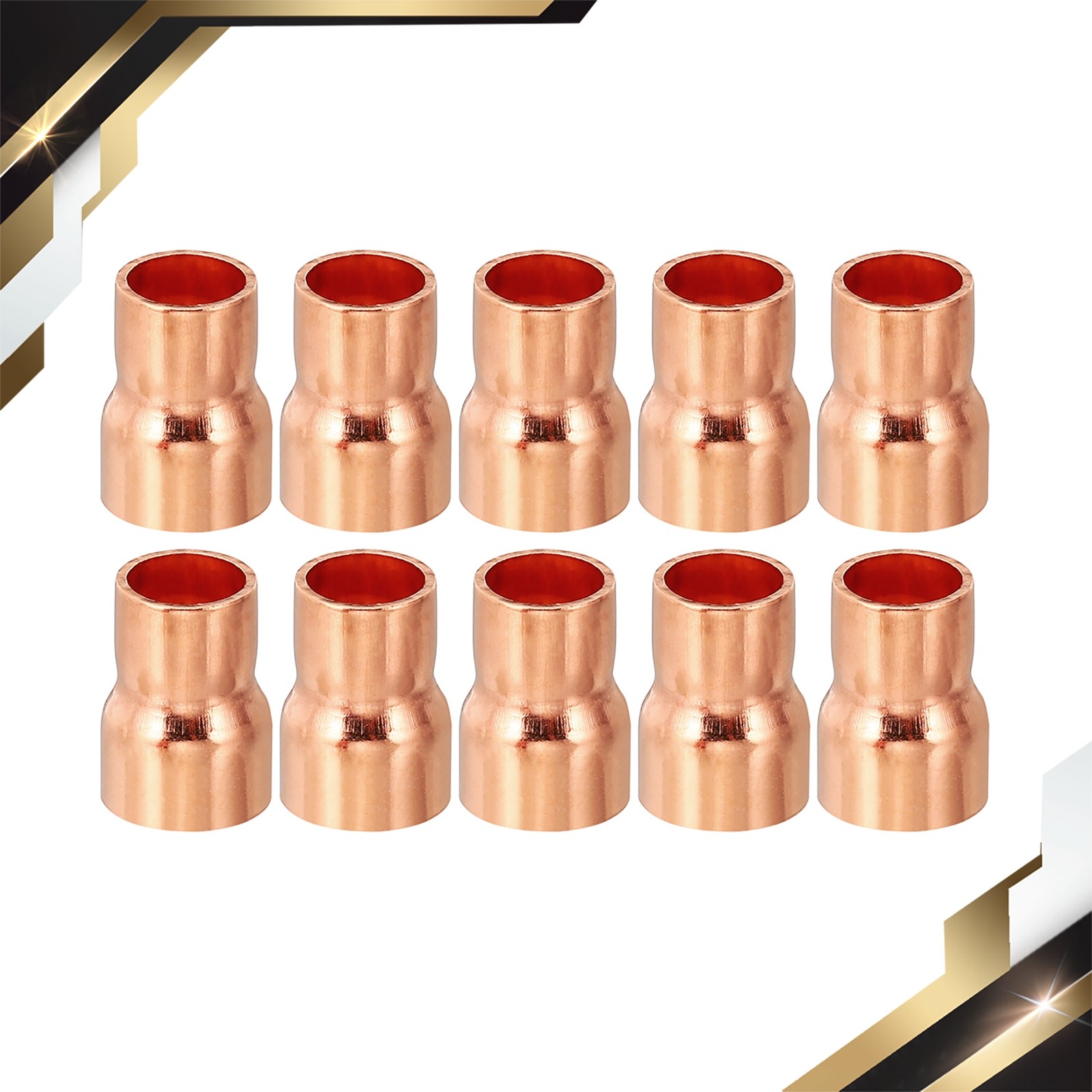 10PCS 1/2″ to 3/8″ ID Copper Reducer 99.9% Pure Copper Coupling Pressure Fitting