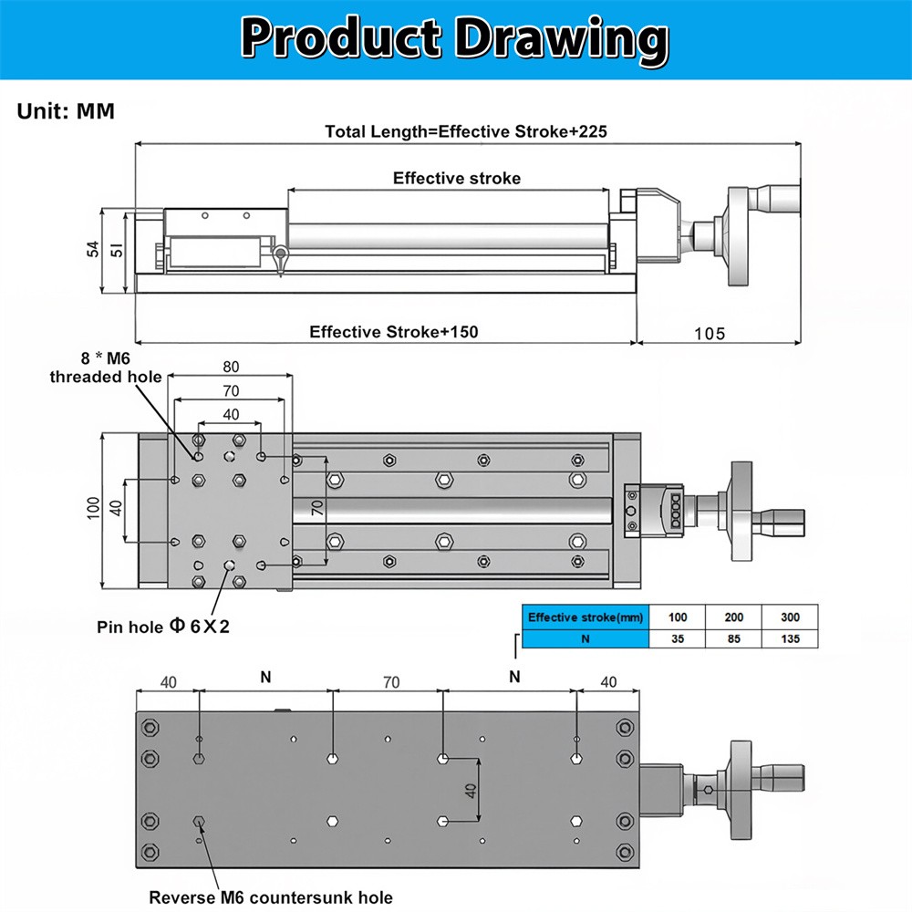 Manual CNC Slide Table Self-lock Digital Display Linear Module Z Position Stage
