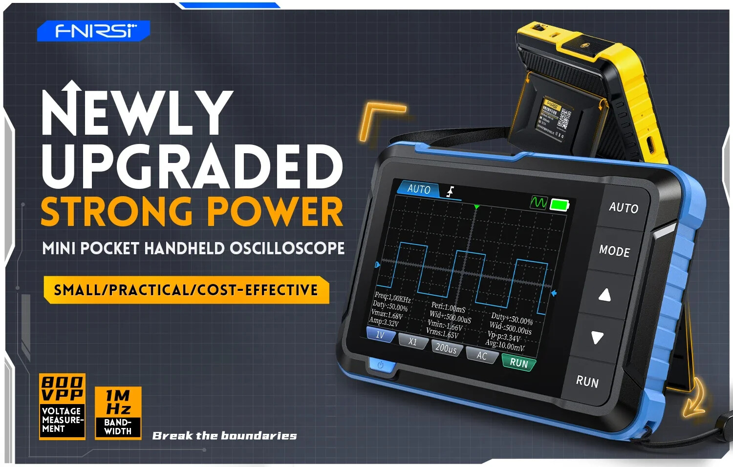 FNIRSI Portable Oscilloscope Signal Generator 2in1 1MHz Bandwidth 5MSa/s DSO153
