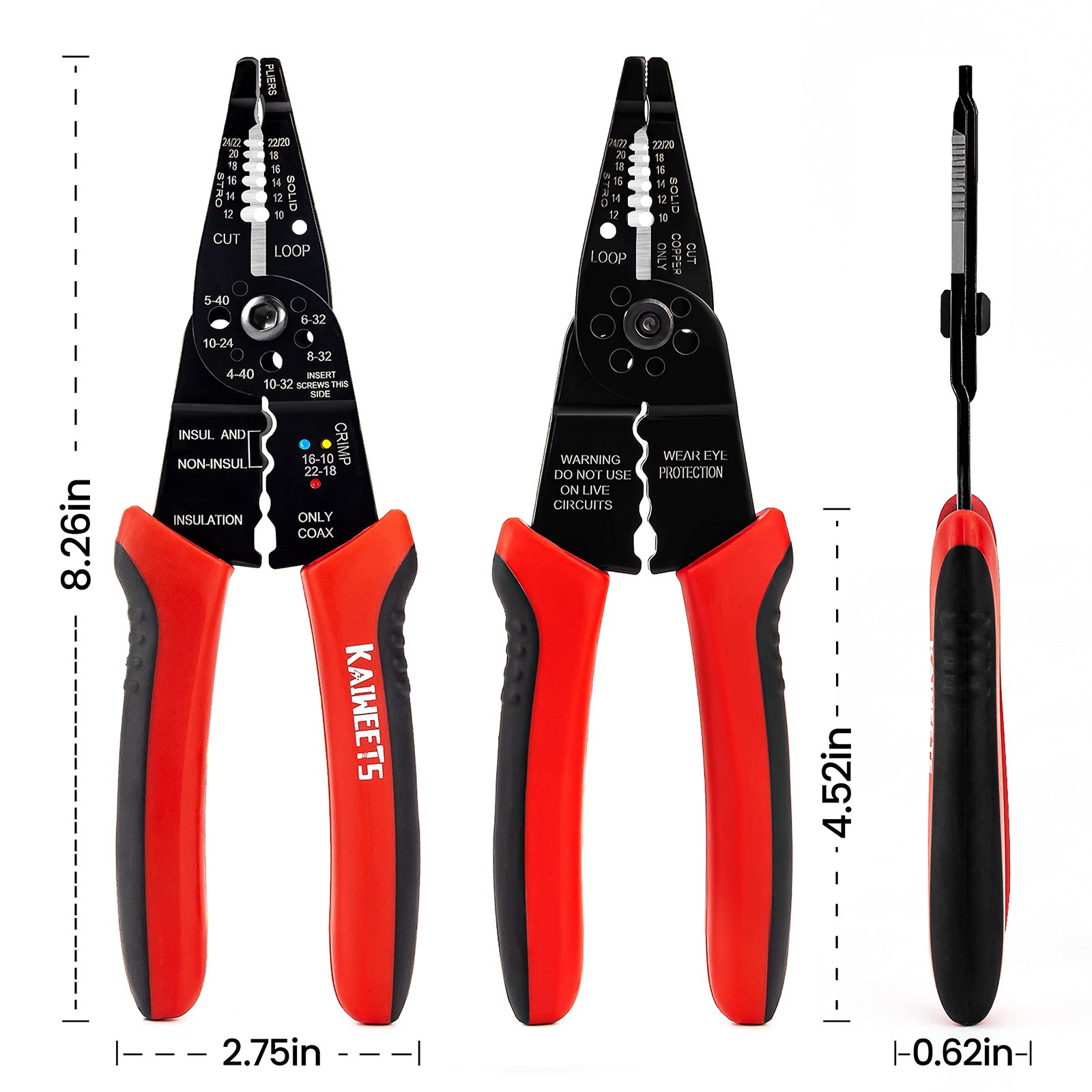 KAIWEETS Wire Stripper 10-22 AWG Splicer Cable Red and Black