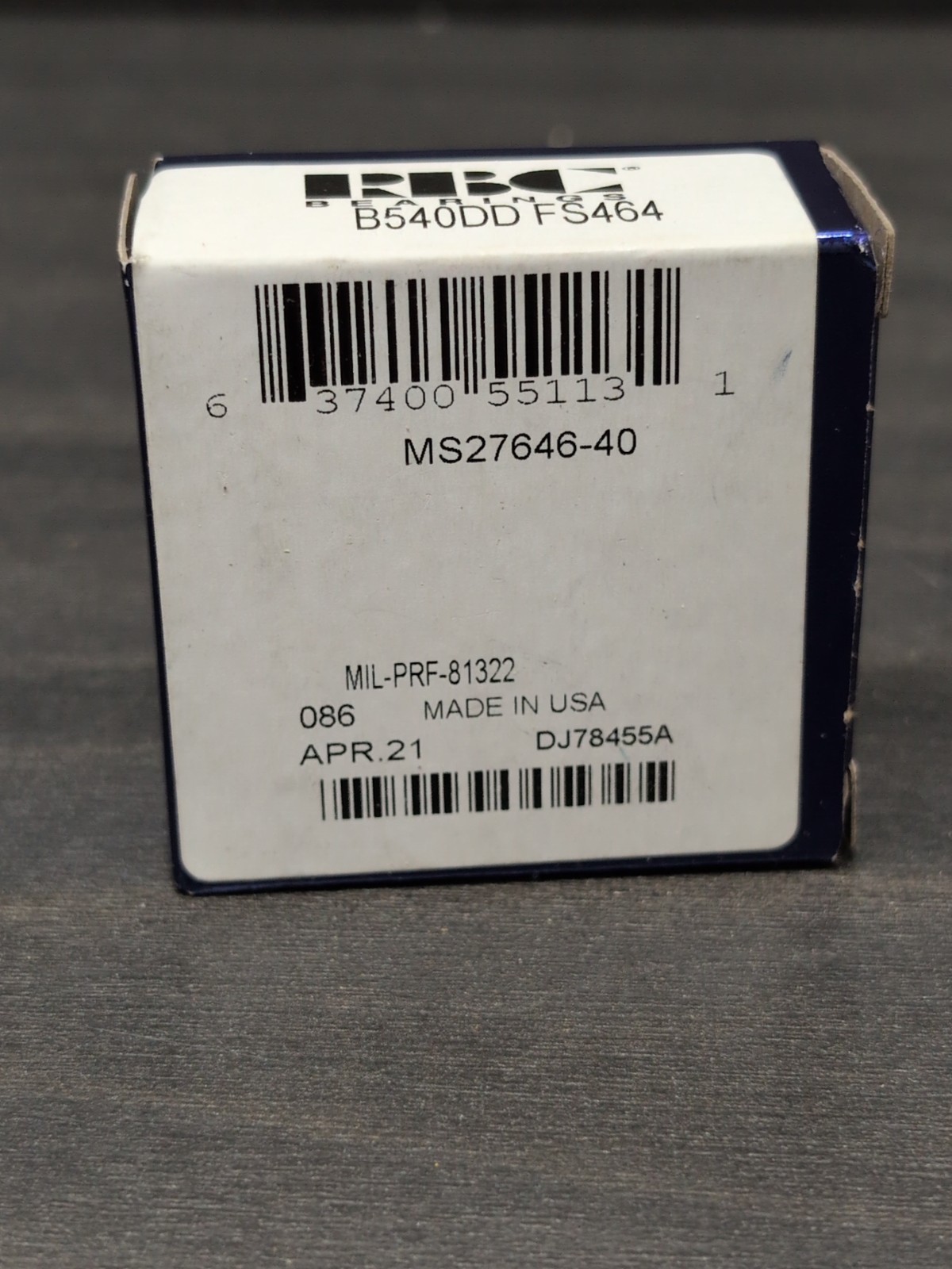 RBC Aerospace Bearings B540DD FS464 MS27646-40