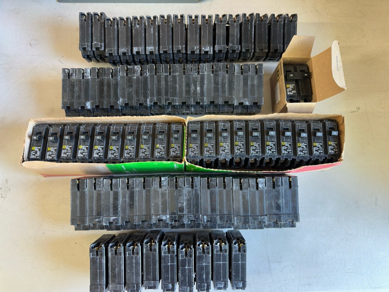 Square D Homeline Breakers Lot Single Poles/ Double Poles – Tandems/Quads