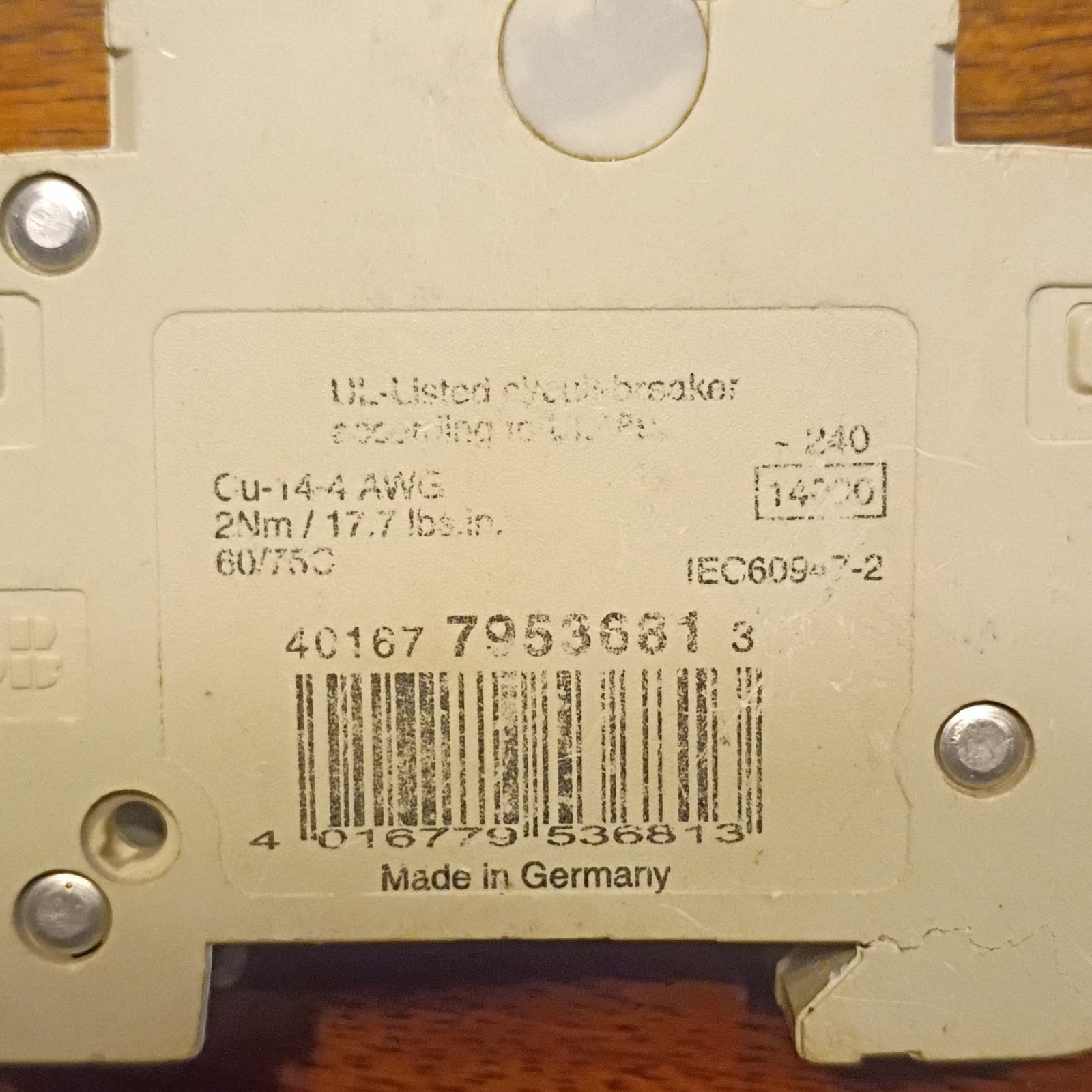 ABB S281 U-K Type K 15A 240V 1-Pole DIN Rail Circuit Breaker Trip Indicator