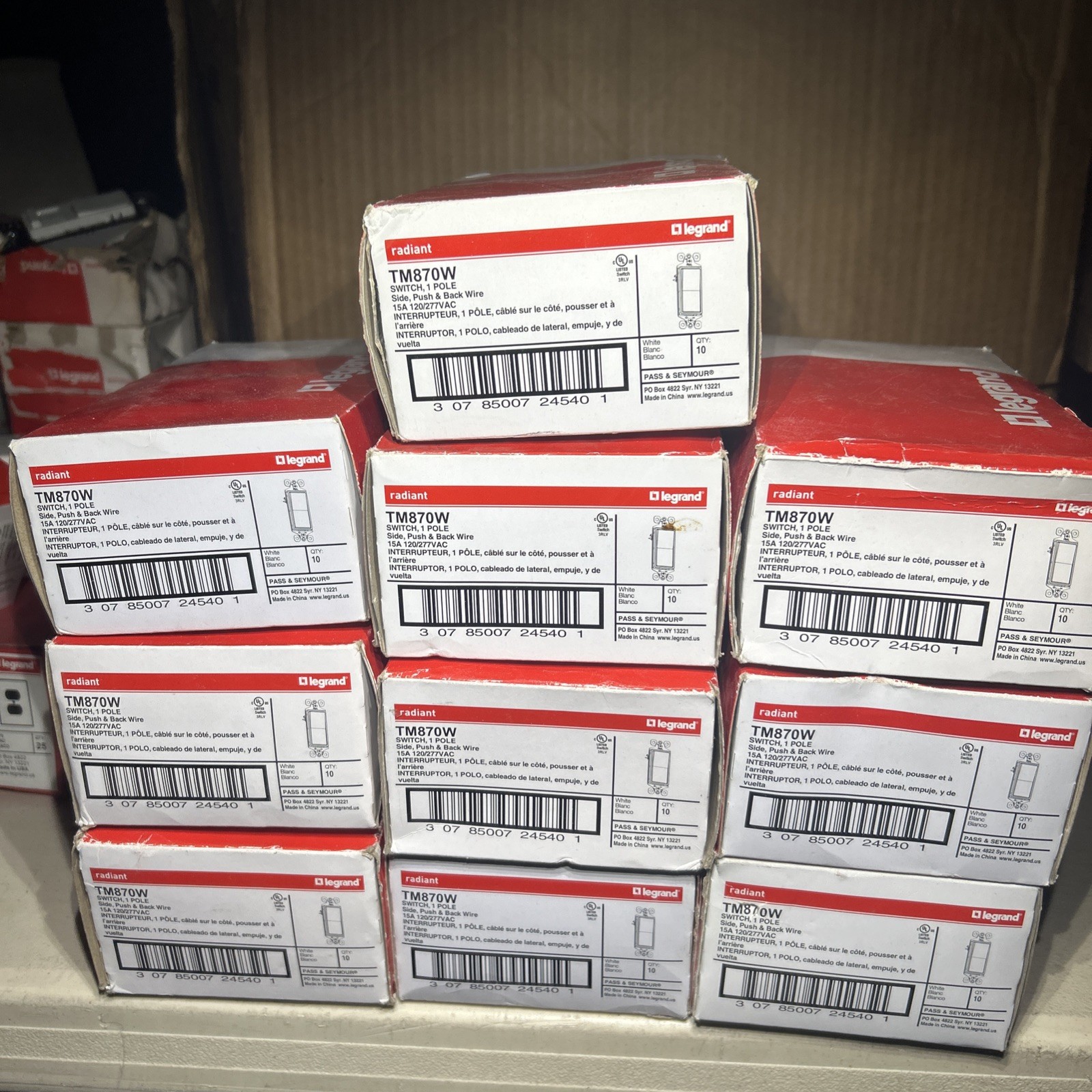 NEW Legrand TM870W White Decorator Switch 1 pole 15A ⭐️LOT OF 100 SWITCHES⭐️
