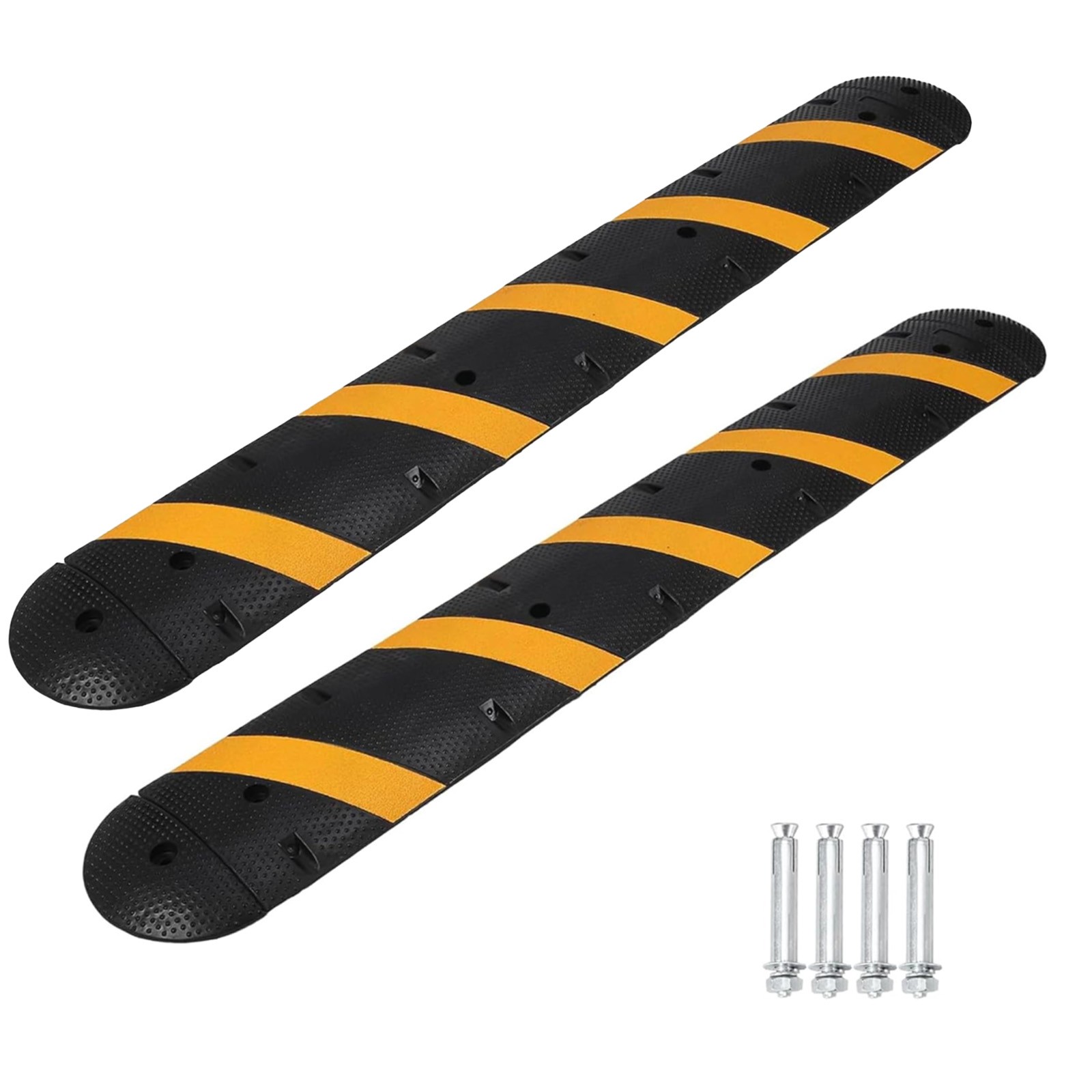 7 FT Rubber Speed Bump, 84″ Speed Bumps with End Caps, 25,000LBS Capacity