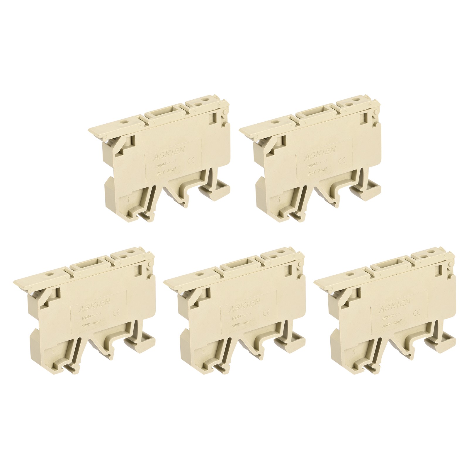 10Pcs DIN Rail Mount Fuse Holder Terminal Blocks Screw Type Yellow ASK1/EN