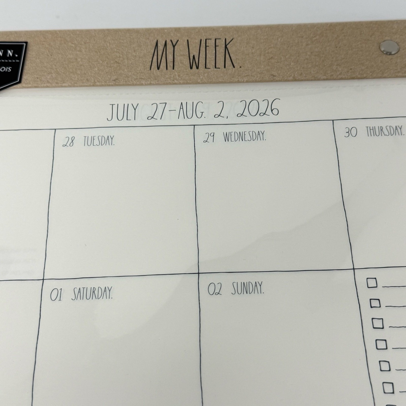 Rae Dunn My Week Weekly Planner 17 Month Aug 2026-Dec 2027 Desk Pad Kraft Paper