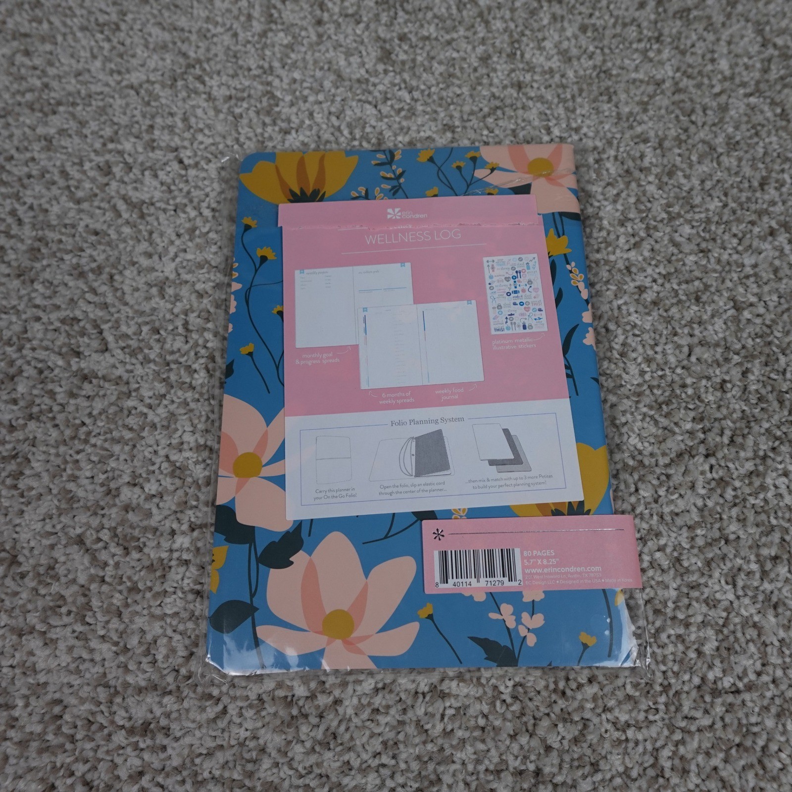 Erin Condren PetitePlanner Wellness Log Blue Floral You Have What It Takes New