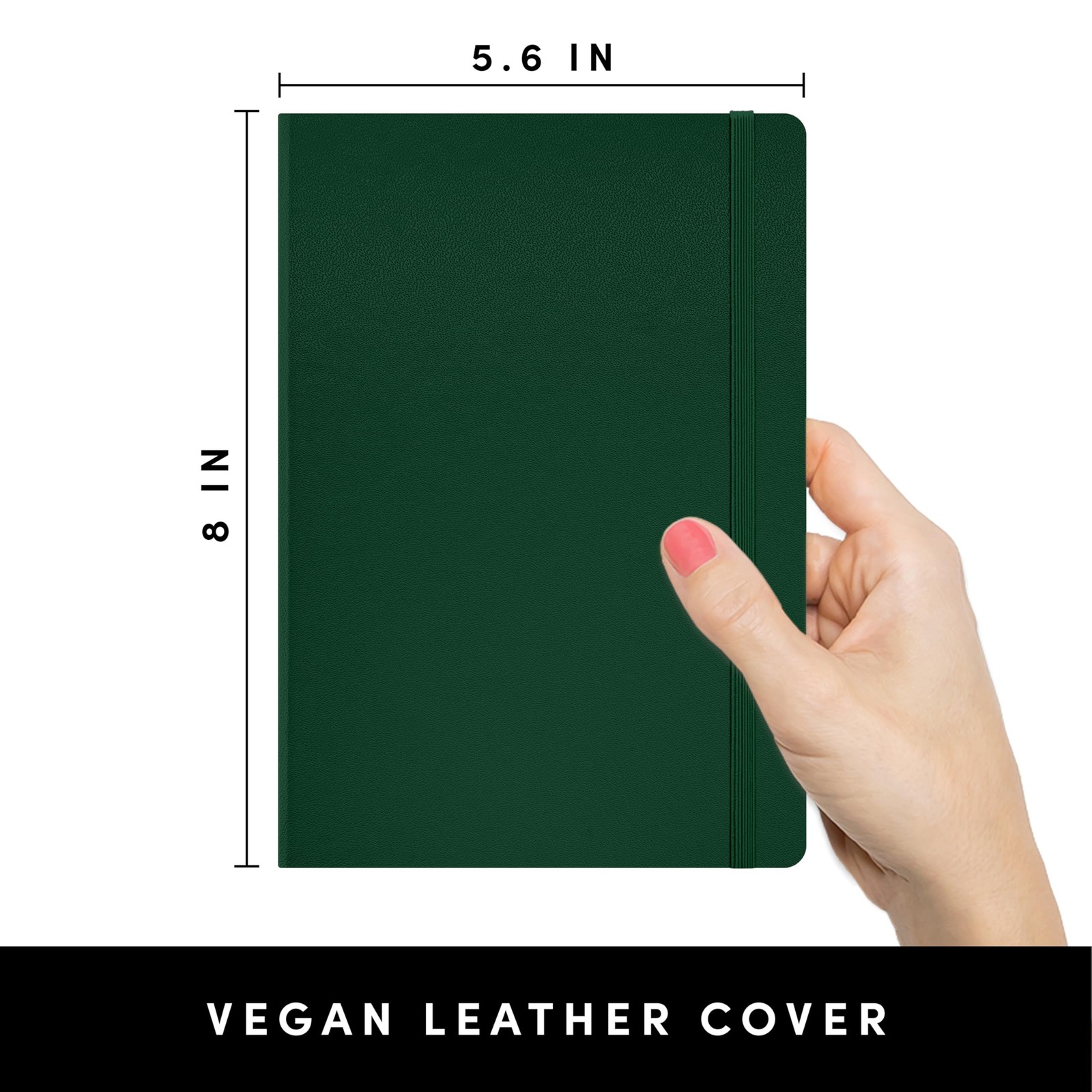 Graph Paper Journal Notebook, (Dark Green), 160 Pages, Medium 5.6 in x 8 in – 10