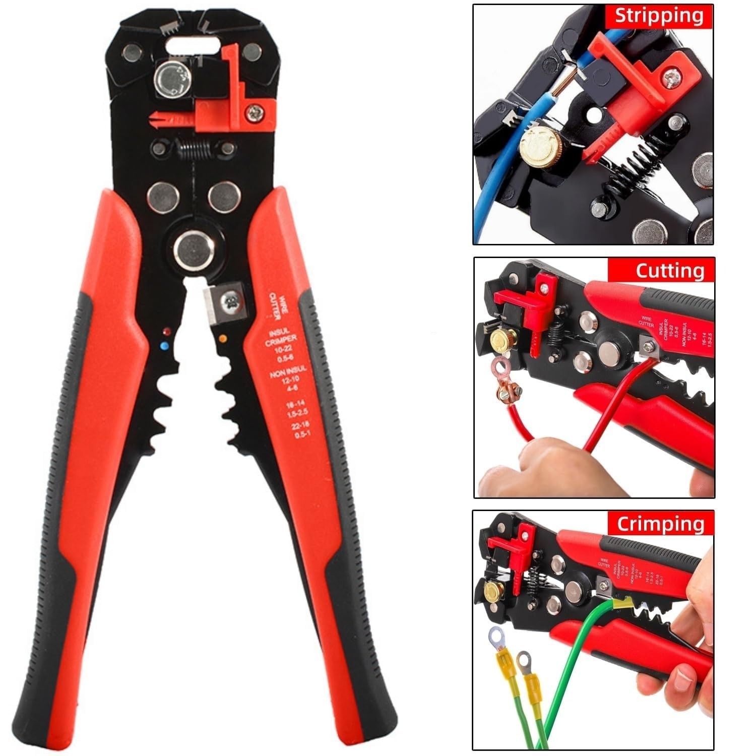5 in 1 Self-Adjusting Wire Stripper Crimping Tool for 10-24 AWG