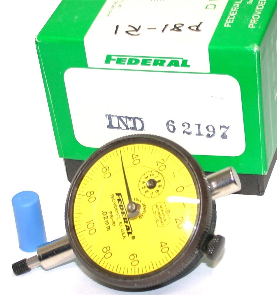 Federal Dial .02MM Indicator w/ Revolution Counter No. P8I-R1 NIB