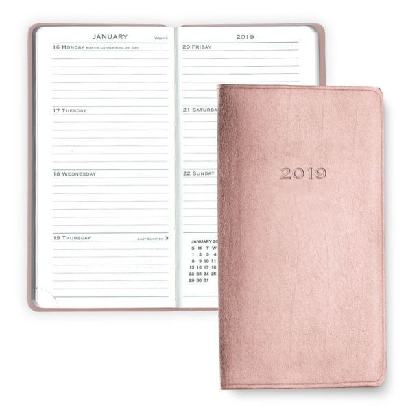 2019 / 2020 Gallery Leather Monthly / Weekly Pocket Planner Small Agenda Rose