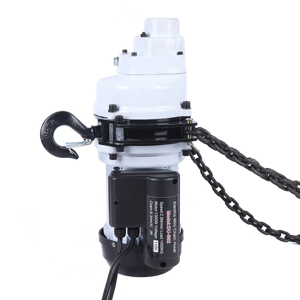 1000kg/2205lbs Electric Chain Hoist Single Phase Hoist Crane 10 FT Chain 1.3KW