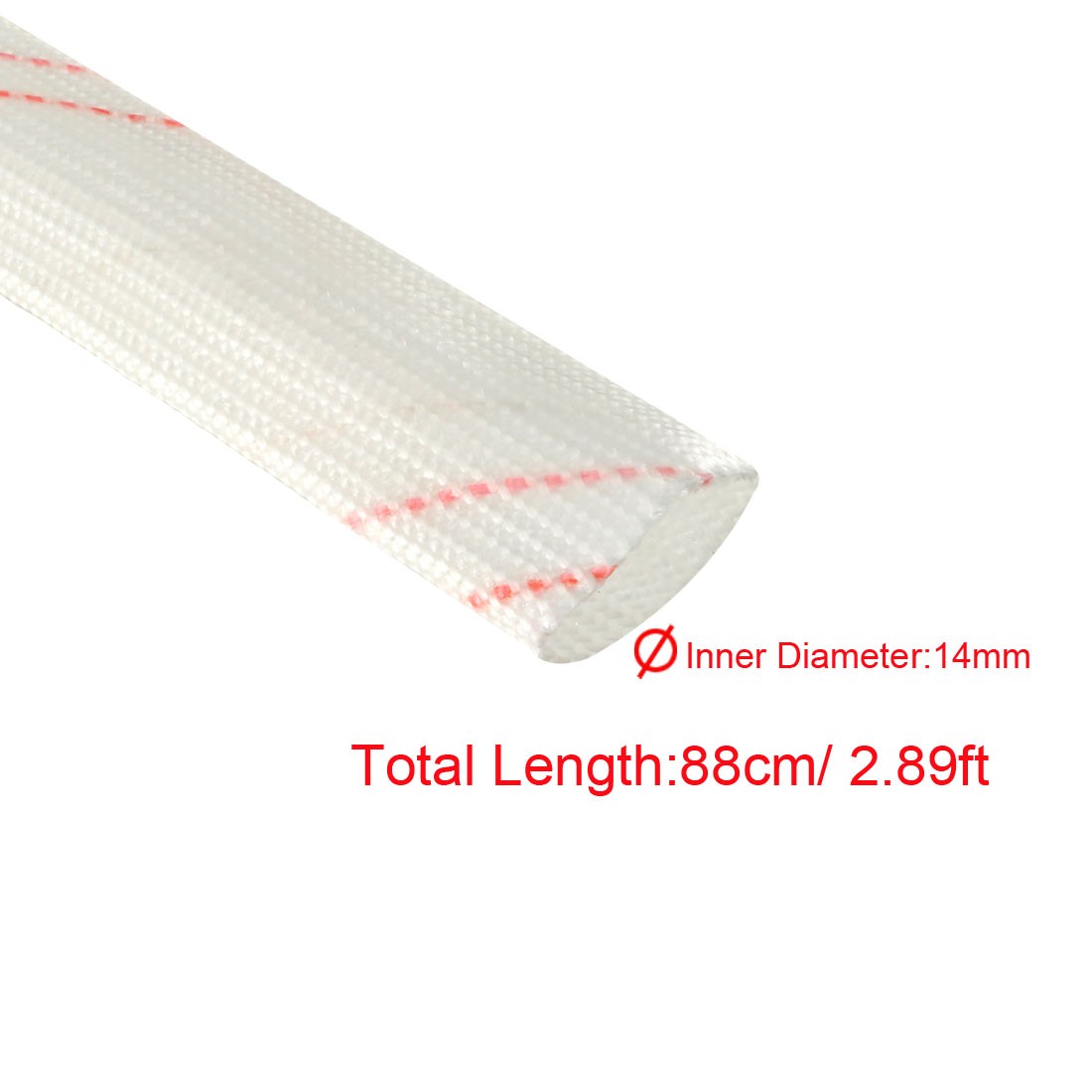 Fiberglass Sleeve 14 mm I.D. PVC Insulation Tubing 2.89ft White and Red