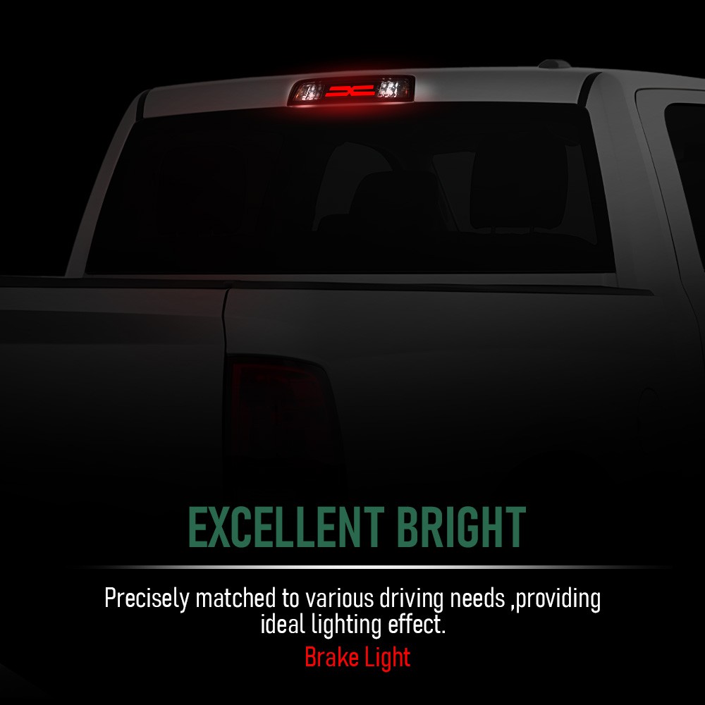 For RAM 1500 2500 3500 2009-2017 LED 3rd Brake Light Smoky Lens Black Housing US