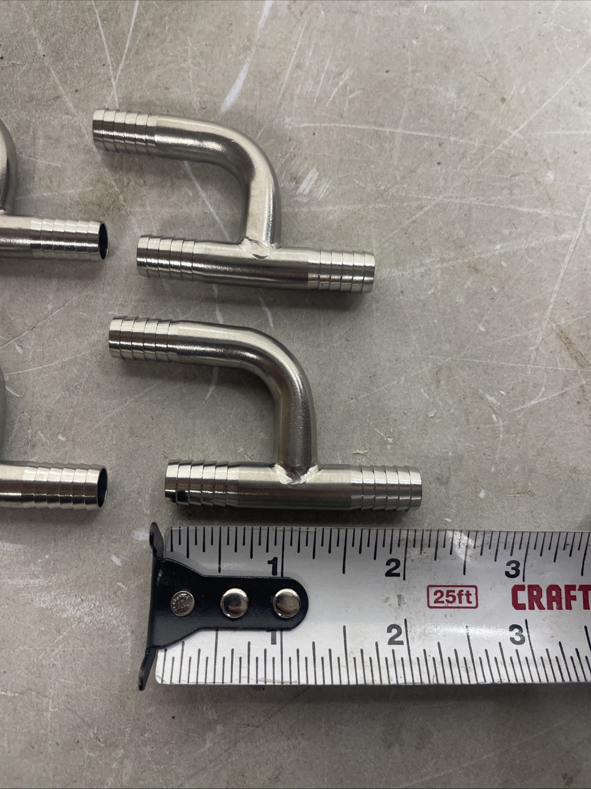 Q-(4) FOOD GRADE STAINLESS STEEL 3/8″ BARB Y HOSE FITTING ADAPTERS SPLICERS