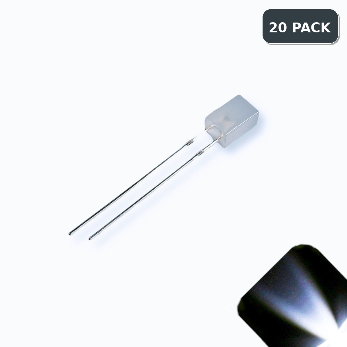20 x 12v 3mm Cube Frosted Lens LED – Cool White LED – Ultra Bright (5v-15v)