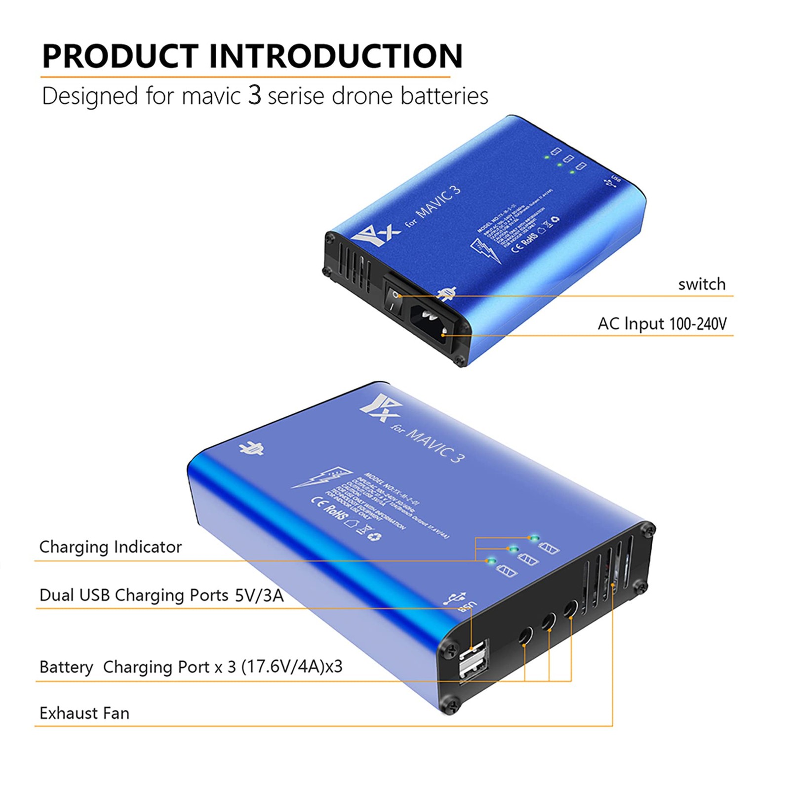 Hanatora Parallel Charger For Dji Mavic 3/Cine/Classic/Pro/Enterprise