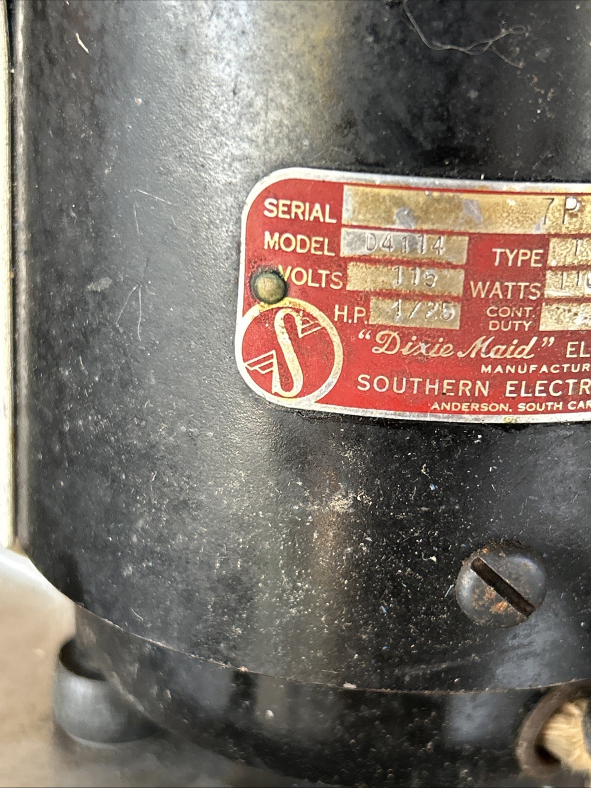 “DIXIE MAID” Electric Churn Motor(ONLY) Southern Electric Products. WORKS!