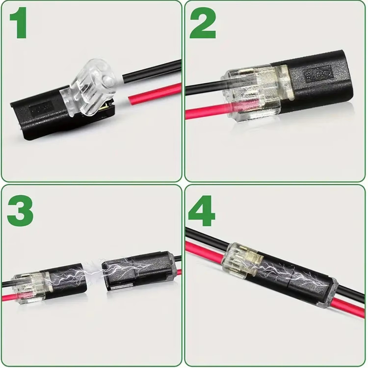 100pcs Double-Wire Plug-in Connector, Cable Clamp with Locking Buckle, AWG 18-22