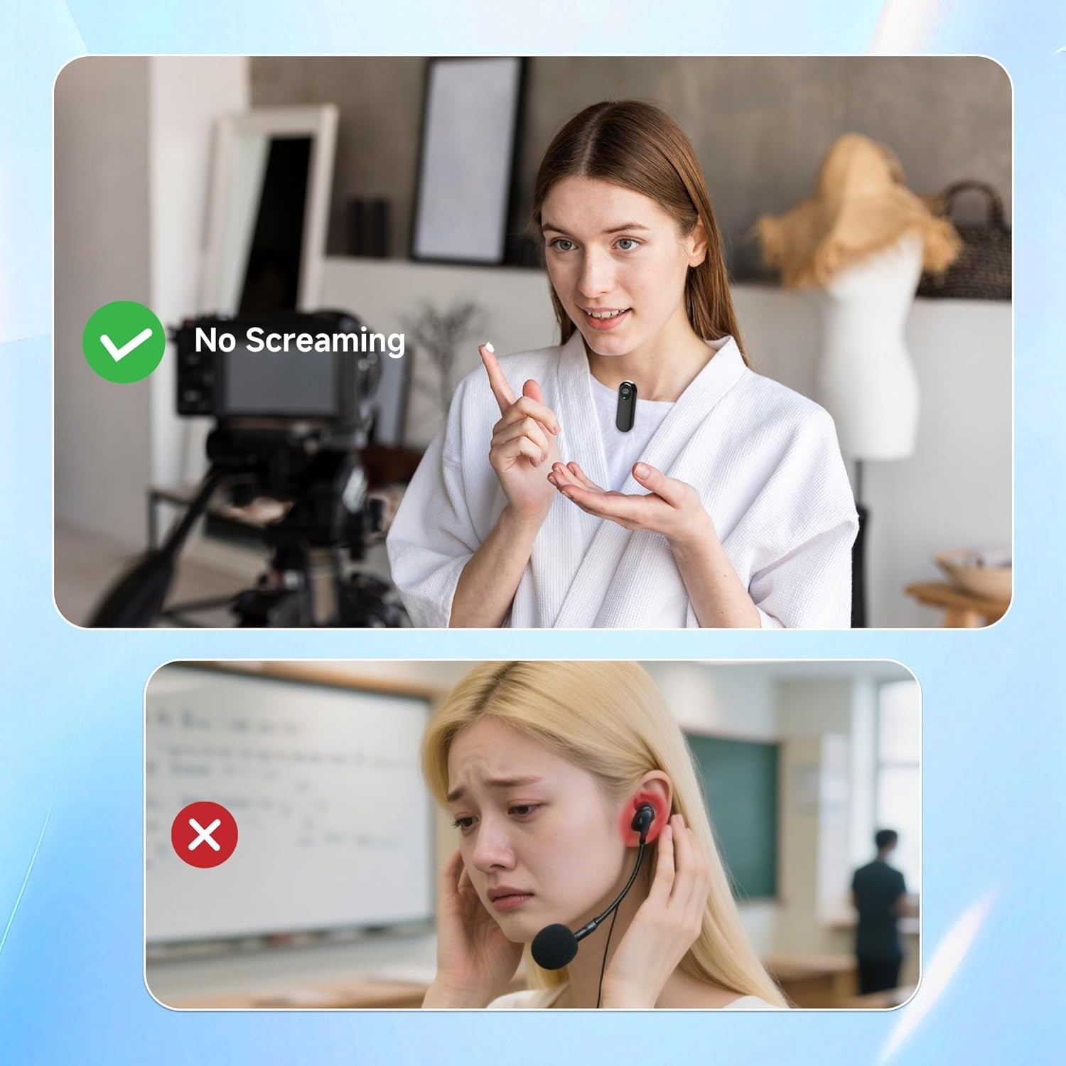 Portable Voice Amplifier with 2 Wireless Mic & Magnetic Lavalier, Portable Voice