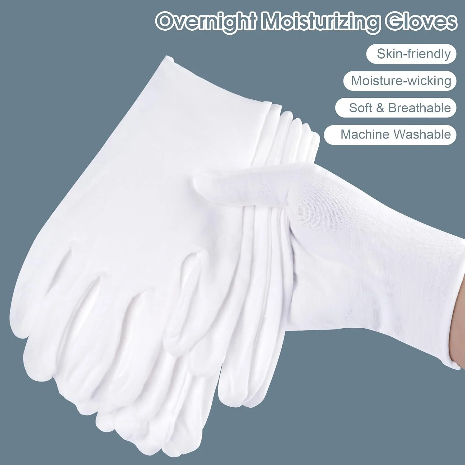 24 Pcs White Cotton Gloves for Dry Hands & Eczema, Moisturizing Sleeping Gloves