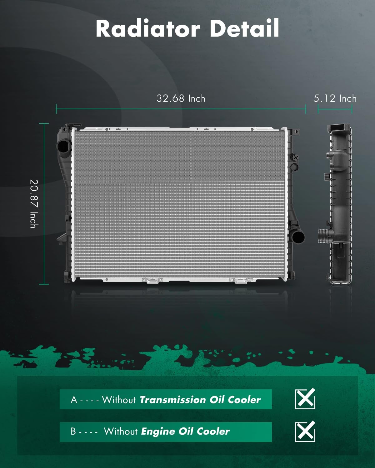 Engine Coolant Radiator 1401 for 1994-1998 528i 540i 740i 750iL 850Ci 2.8L-5.4L