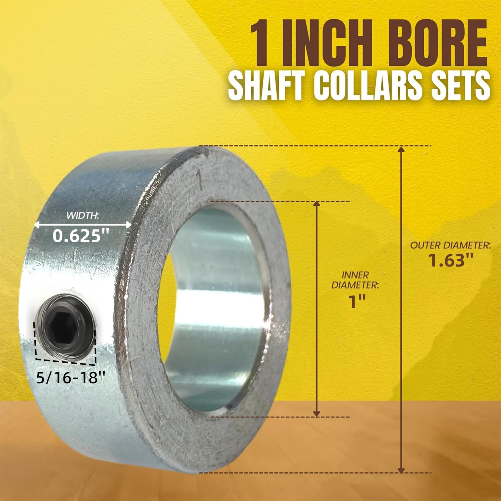 4 PCS 1 Bore Solid Steel Shaft Collars Zinc Plated Machinery Industrial Use