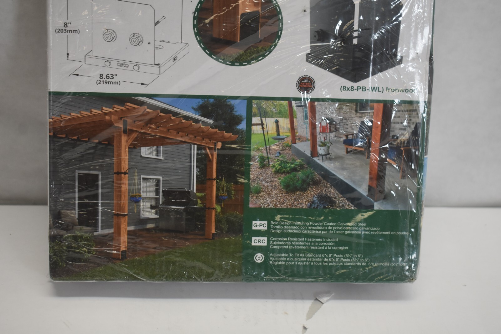 Ozco 52109 Ironwood OWT Lite 8 X 8 Post Base Powder Coated Galvanized Steel
