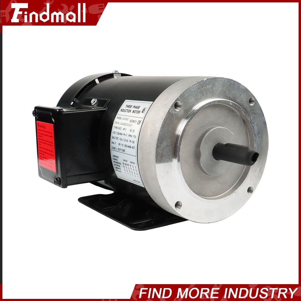 2 HP General Electric Motor 3 Phase 56C Frame 1800 RPM TEFC 230 / 460 Volt New