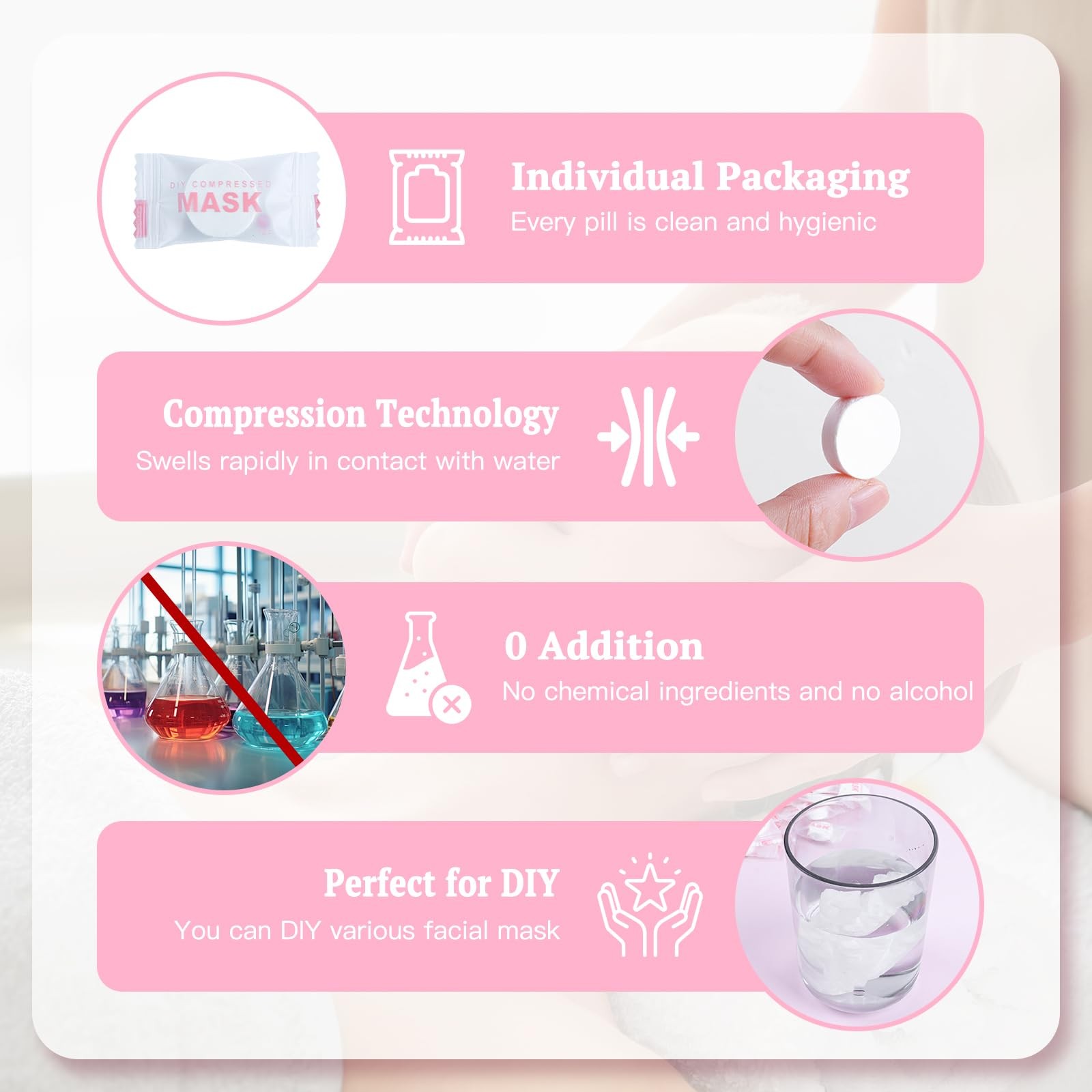 Khrgovd 100PCS Compressed Cotton Facial Mask 1 Count (Pack of 100), White