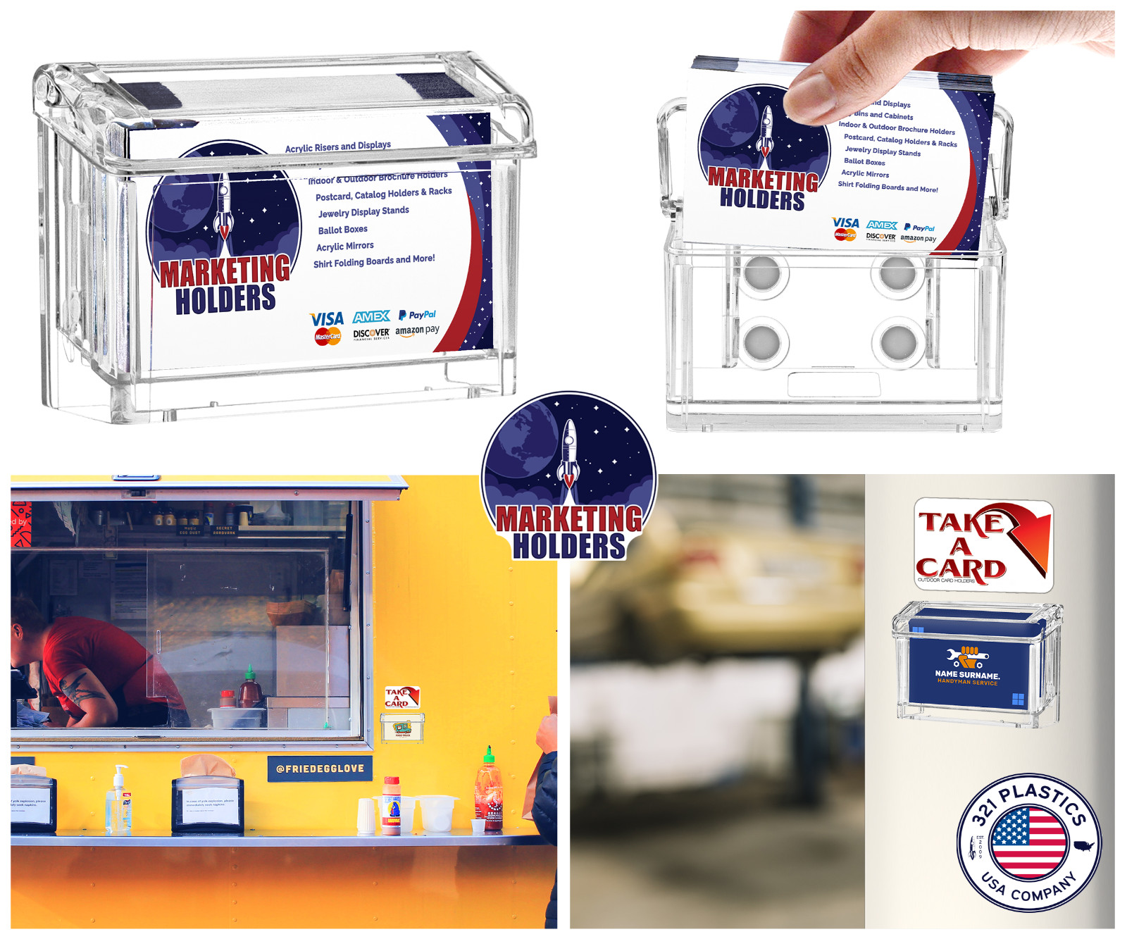 Magnetic Vehicle Business Card Holder for Car Van Truck Auto Mobile Clear