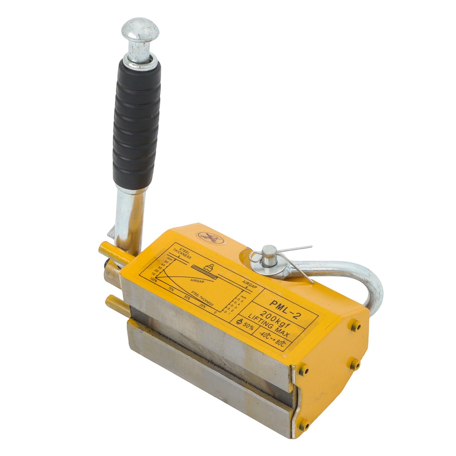 440lbs/200kg Permanent Magnetic Lifter 2.5 Safety Factor Lifting Magnet Yellow