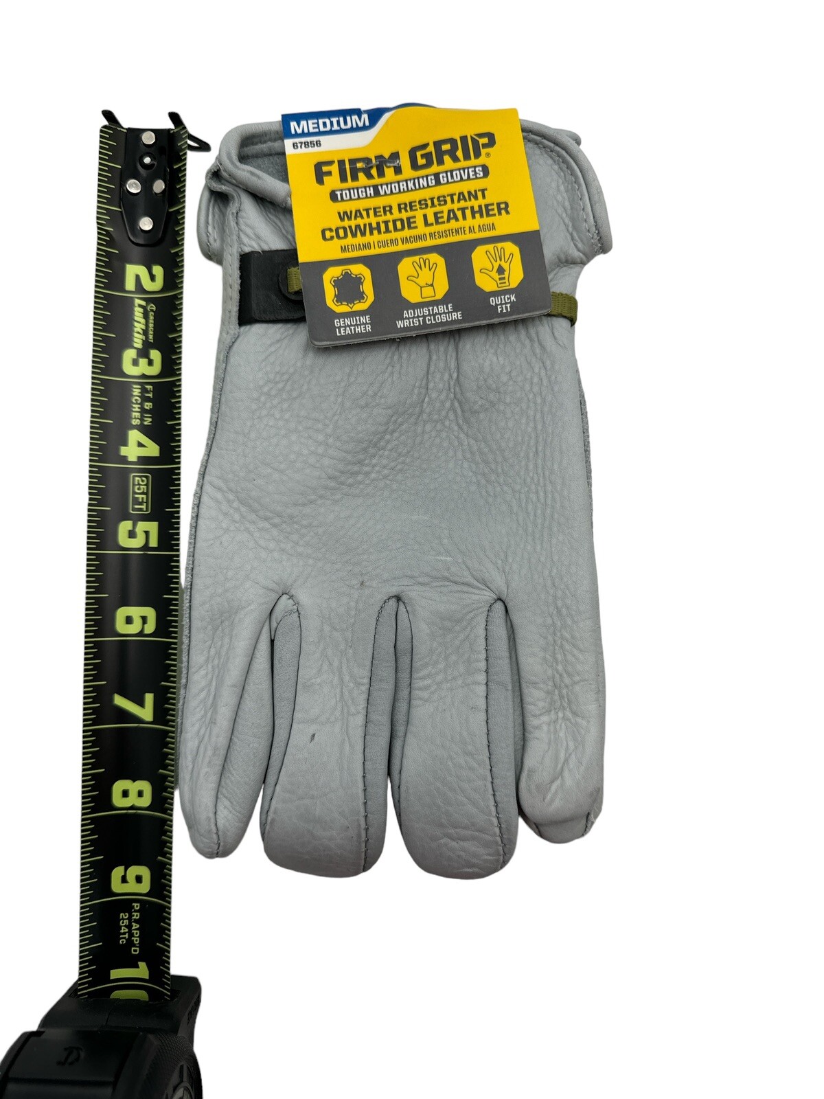 Cowhide Work Gloves Water Resistant Leather Medium Firm Grip 67856 New